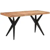 vidaXL Table de salle à manger noire 140x70x76 cm en bois massif d'acacia