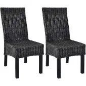 vidaXL Chaises de salle à manger 2 pcs. noir Kubu rotin et bois de mangue