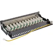 InLine Panneau de raccordement , ensemble table / mur Cat.6A, 12 ports, noir RAL9005