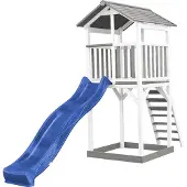Axi Beach Tower Aire De Jeux Avec Toboggan En Bleu & Bac À Sable | Grande Maison Enfant Extérieur En Gris & Blanc | Cabane De Jeu En Bois