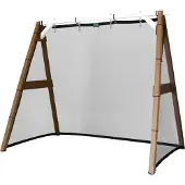 Axi 4-In-1 Sportsfun Marron / Blanc | Cadre 4-In-1 Pour Balançoire, Football, Volley-Ball Et Tennis | Portique Balançoire Et Buts