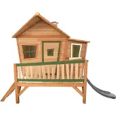 Axi Emma Maison Enfant Avec Toboggan Gris | Aire De Jeux Pour L'Extérieur En Marron & Vert | Maisonnette / Cabane De Jeu En Bois