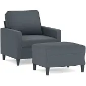 vidaXL Fauteuil avec pouf gris foncé 60 cm velours