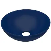 vidaXL Lavabo en céramique bleu foncé rond