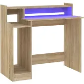 vidaXL Bureau avec LEDs Chêne Sonoma 97x45x90 cm Bois composite