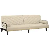 vidaXL Canapé-lit avec accoudoirs crème tissu