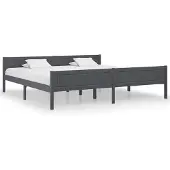 vidaXL Lit en bois massif pin gris 200x200 cm