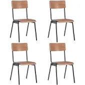 vidaXL Chaises de salle à manger 4 pcs. Marron Contreplaqué massif et acier
