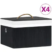 vidaXL Boîtes de rangement en bambou 4 pcs. noir
