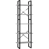vidaXL Bibliothèque à 5 niveaux Gris béton 60x30x175cm Bois ingénierie