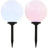 vidaXL Lampes solaires d'extérieur 2 LED sphériques 30 cm RGB