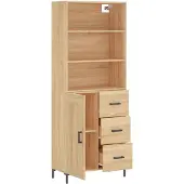 vidaXL Highboard chêne Sonoma 69,5x34x180 cm Matériau dérivé du bois