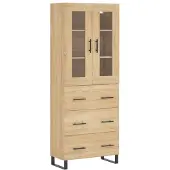 vidaXL Highboard chêne Sonoma 69,5x34x180 cm Matériau dérivé du bois