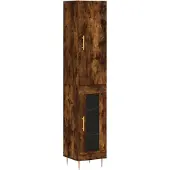vidaXL Highboard chêne fumé 34,5x34x180 cm bois composite