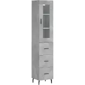 vidaXL Highboard gris béton 34,5x34x180 cm Bois composite