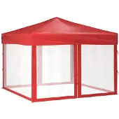 vidaXL Tente de réception pliable avec parois latérales rouge 3x3 m