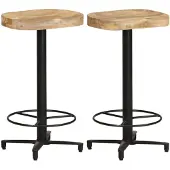 vidaXL Tabouret de bar 2 pcs. 66 cm Bois massif de manguier