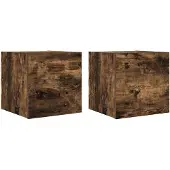 vidaXL Armoires TV murales 2 pcs. Chêne fumé 30,5x30x30 cm
