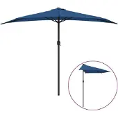 vidaXL Parasol de balcon Mât en aluminium bleu 300x155x223cm semi-circulaire
