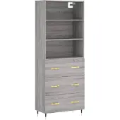 vidaXL Highboard Gris Sonoma 69,5x34x180 cm Matériau dérivé du bois