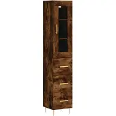 vidaXL Highboard chêne fumé 34,5x34x180 cm bois composite