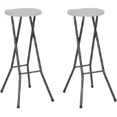 vidaXL Tabouret de bar pliable 2 pcs. PEHD et acier blanc
