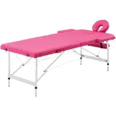 vidaXL Table de massage pliable 2 zones Aluminium Rose