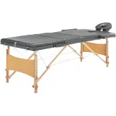 vidaXL Table de massage avec 3 zones Cadre en bois Anthracite 186x68cm