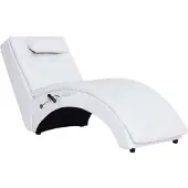 vidaXL Chaise longue de massage avec coussin Blanc Similicuir