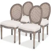 vidaXL Chaise de salle à manger 4 pcs. Tissu crème