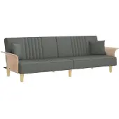 vidaXL Canapé-lit avec accoudoirs gris foncé tissu