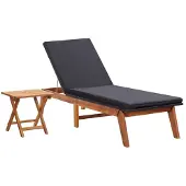 Natur24 vidaXL Bain de soleil avec table Poly rotin et bois massif Acacia