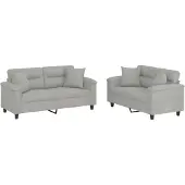 vidaXL Ensemble de canapés 2 pcs coussins Gris clair Tissu microfibre