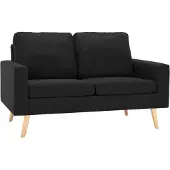 vidaXL Canapé à 2 places Noir Tissu