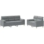 vidaXL Ensemble de canapés 2 pcs coussins gris clair tissu