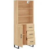 vidaXL Highboard chêne Sonoma 69,5x34x180 cm Matériau dérivé du bois
