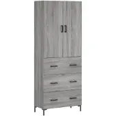 vidaXL Highboard Gris Sonoma 69,5x34x180 cm Matériau dérivé du bois