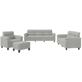 vidaXL Ensemble de canapés 4 pièces avec coussins gris clair tissu microfibre