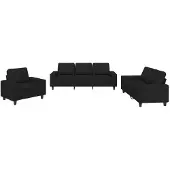 vidaXL Ensemble de canapés 3 pièces noir tissu