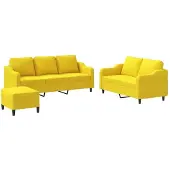 vidaXL Ensemble de canapés 3 pièces avec coussins Tissu jaune clair