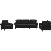 vidaXL Ensemble de canapés 3 pièces avec coussins Noir velours
