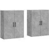 vidaXL Armoires murales 2 pcs. Gris béton 69,5x34x90 cm