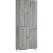 vidaXL Highboard Gris Sonoma 69,5x34x180 cm Matériau dérivé du bois