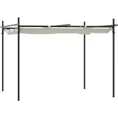 vidaXL Pergola avec toit coulissant, couleur crème, 295 x 292 x 230 cm