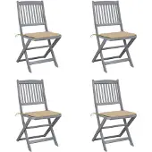 vidaXL Chaises de jardin pliantes 4 pièces avec coussins en bois massif d'acacia