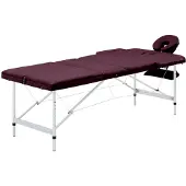 vidaXL Table de massage pliable 3 zones Aluminium Violet vin