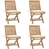 vidaXL Chaises de jardin pliantes avec coussins 4 pcs. Bois massif teck