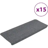 Super Merchant Tapis d'escalier autocollants 15 pcs 65x24,5x3,5 cm Gris