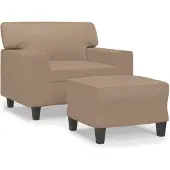 vidaXL Fauteuil avec pouf cappuccino brun 60 cm simili-cuir