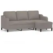 vidaXL Canapé 3 places avec pouf Taupe 180 cm Tissu